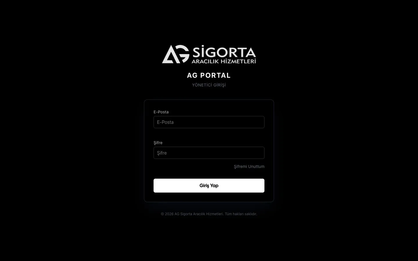 AG Portal ana sayfası