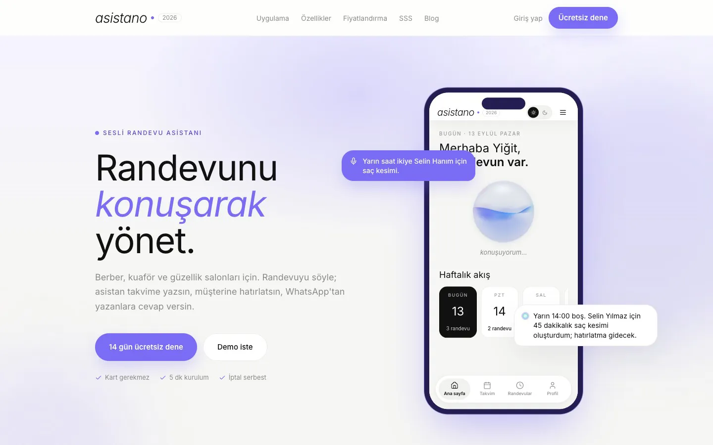 Asistano ana sayfası