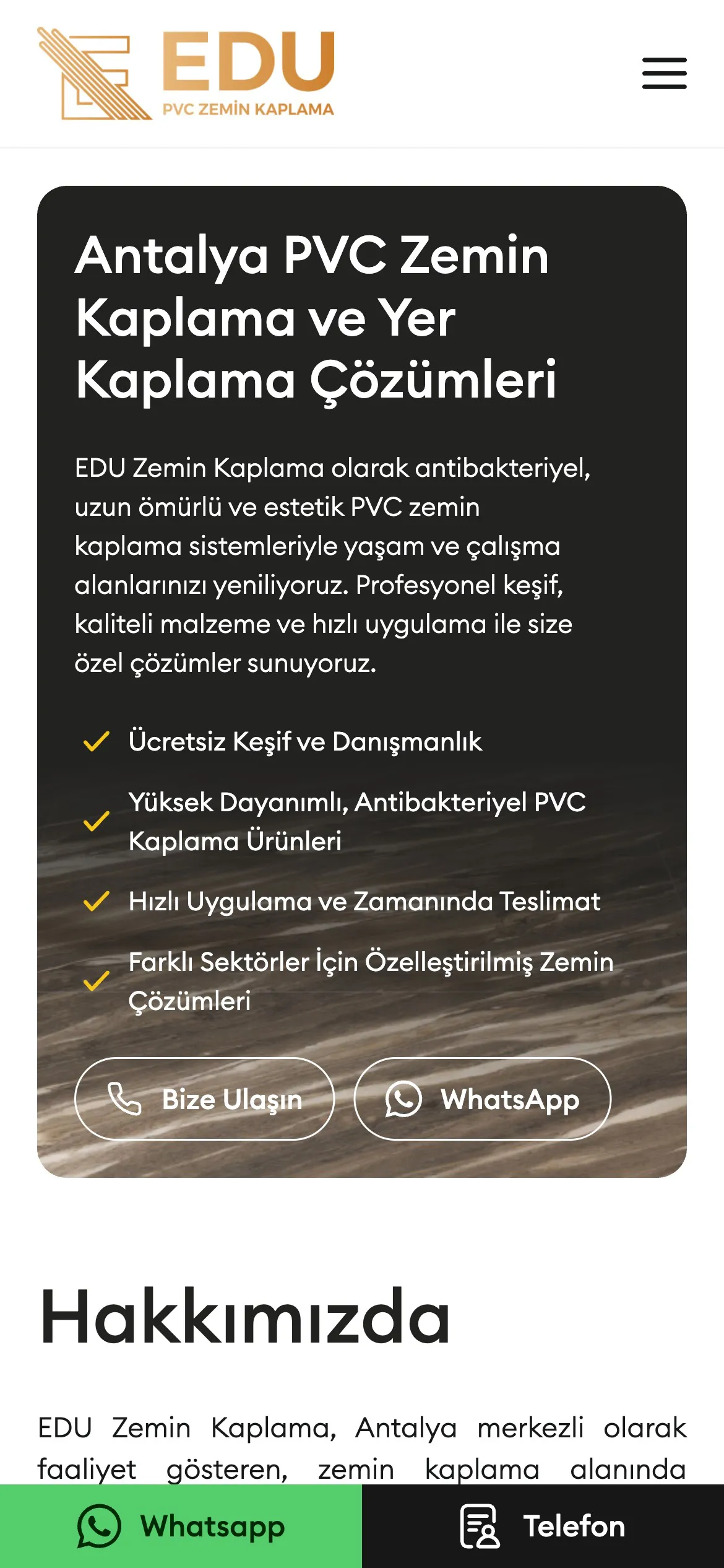 Edu PVC Zemin mobile app screen