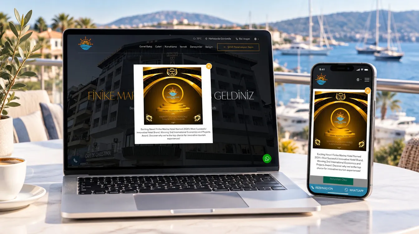 Finike Marina Hotel project cover: the product on device screens