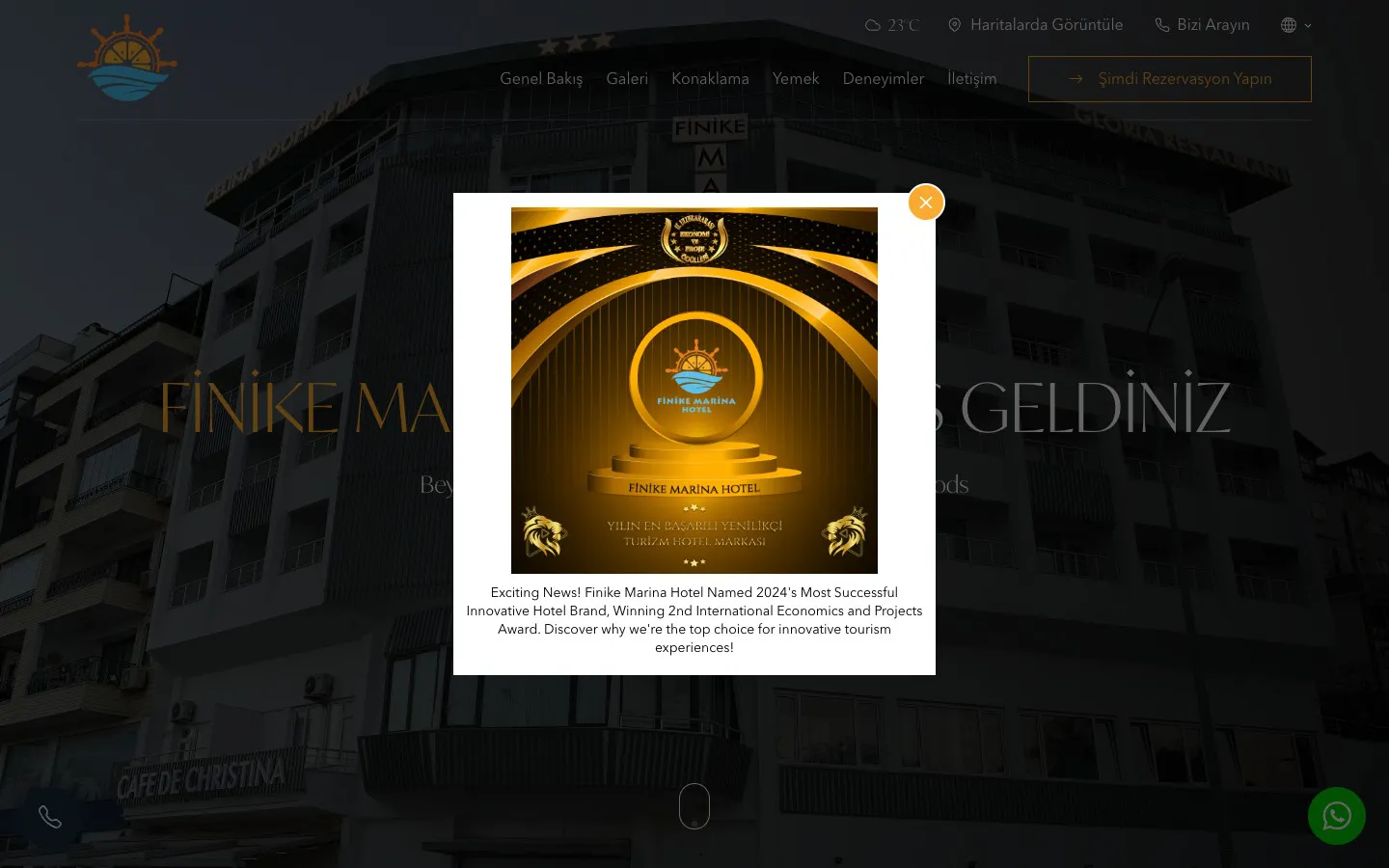 Finike Marina Hotel ana sayfası