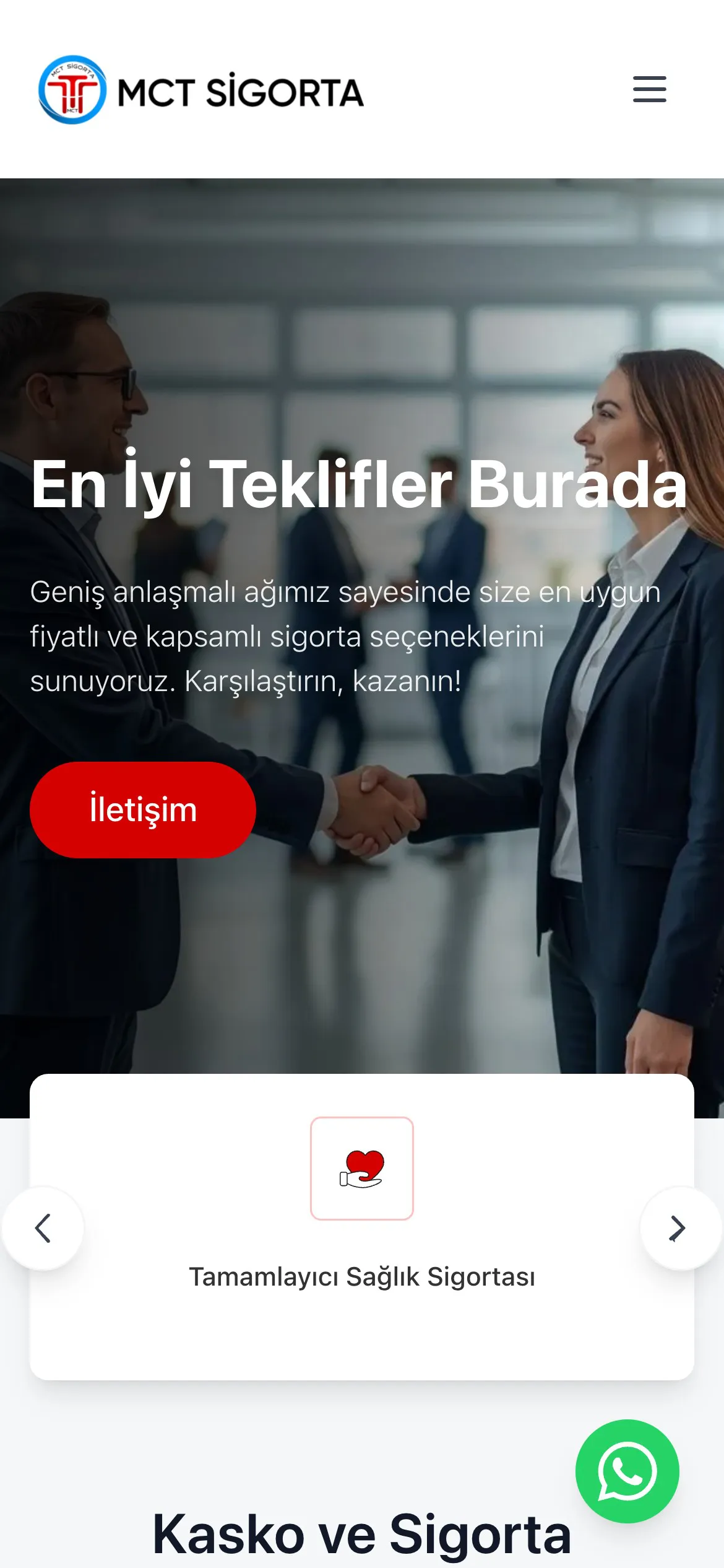 Mct Sigorta mobil uygulama ekranı