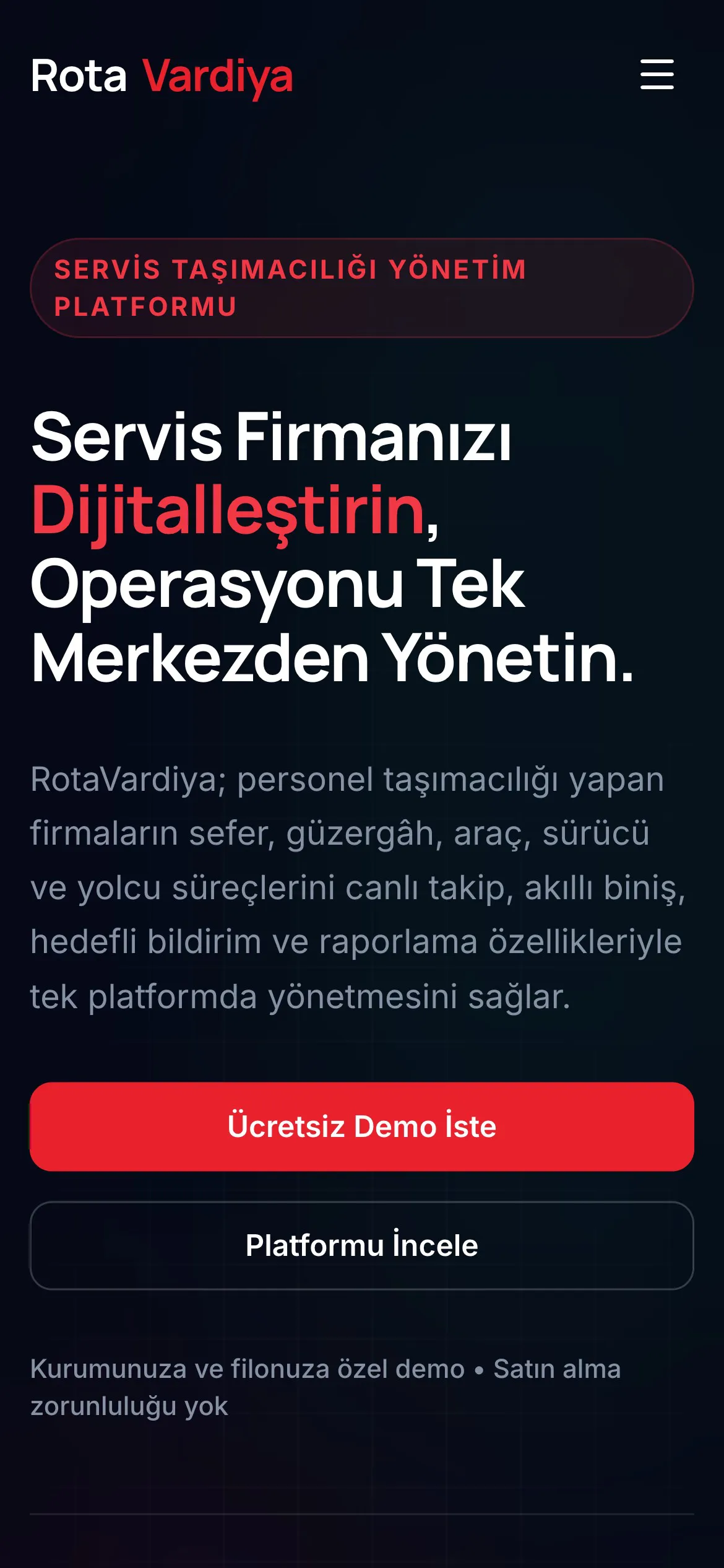 Rota Vardiya mobil uygulama ekranı
