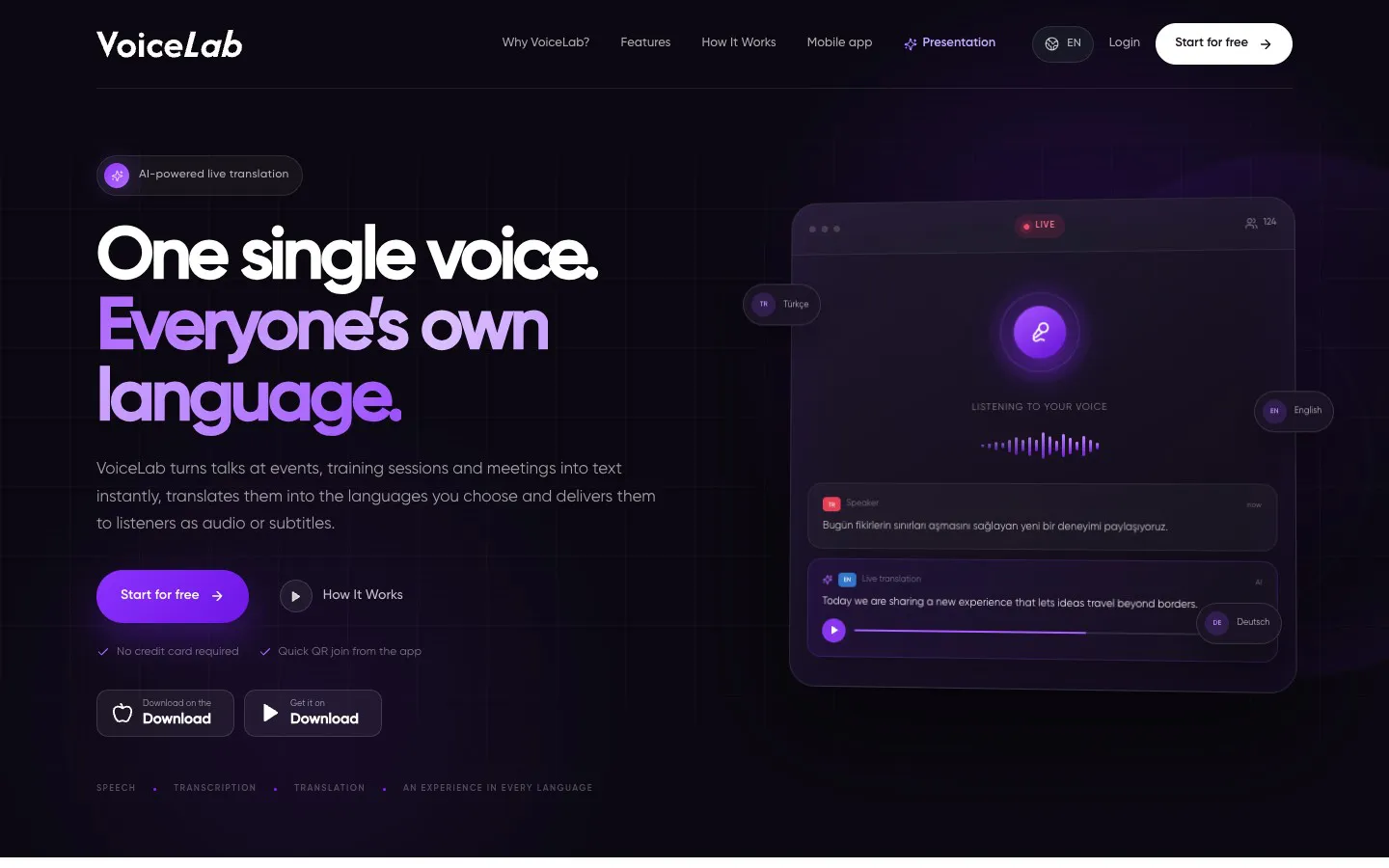 VoiceLab ana sayfası