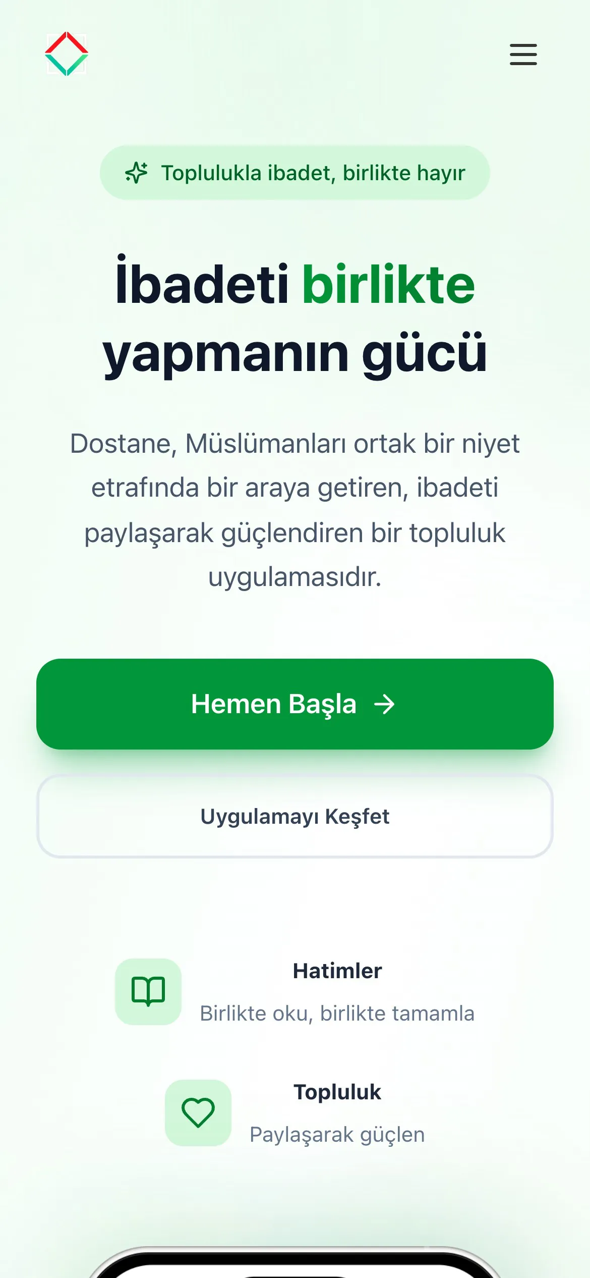 Dostane mobil uygulama ekranı