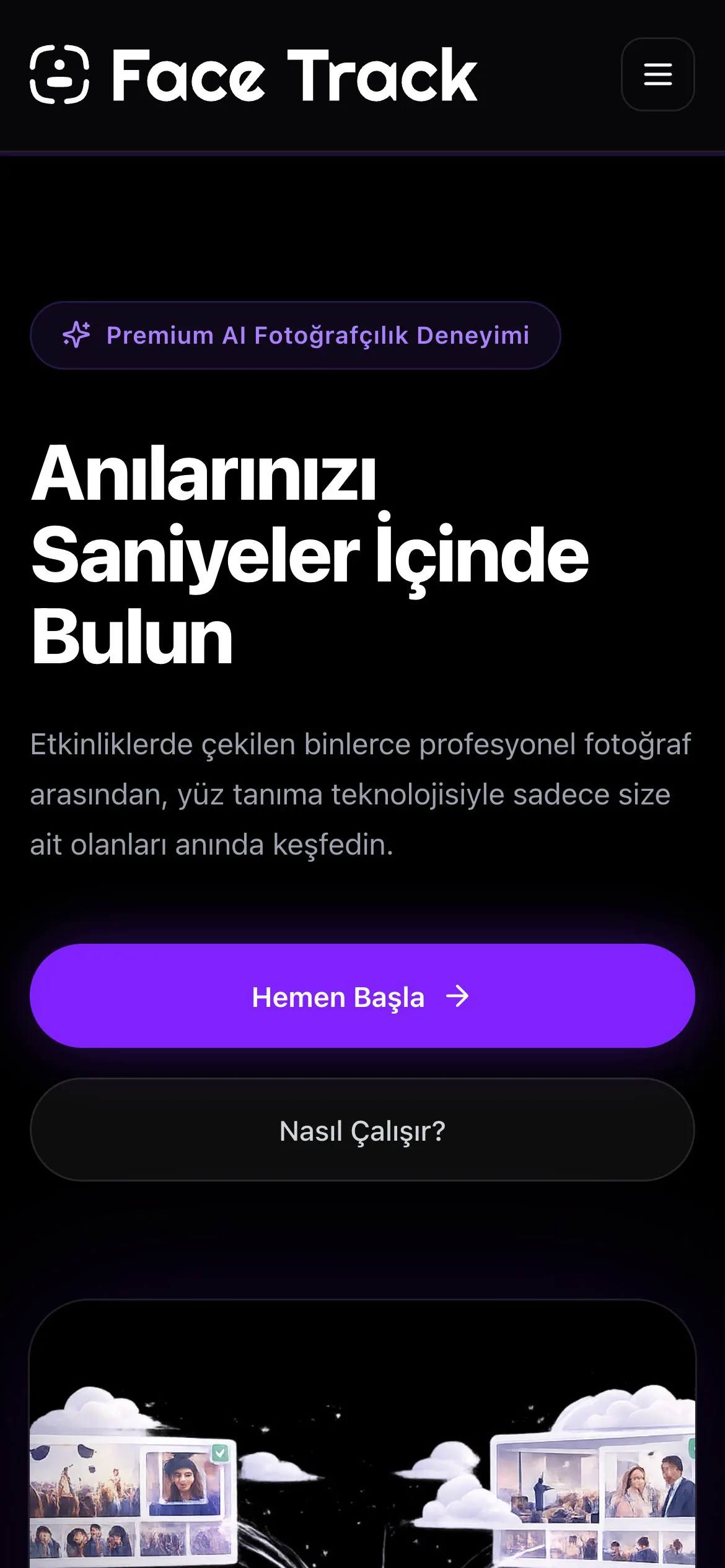 Face Track mobil uygulama ekranı