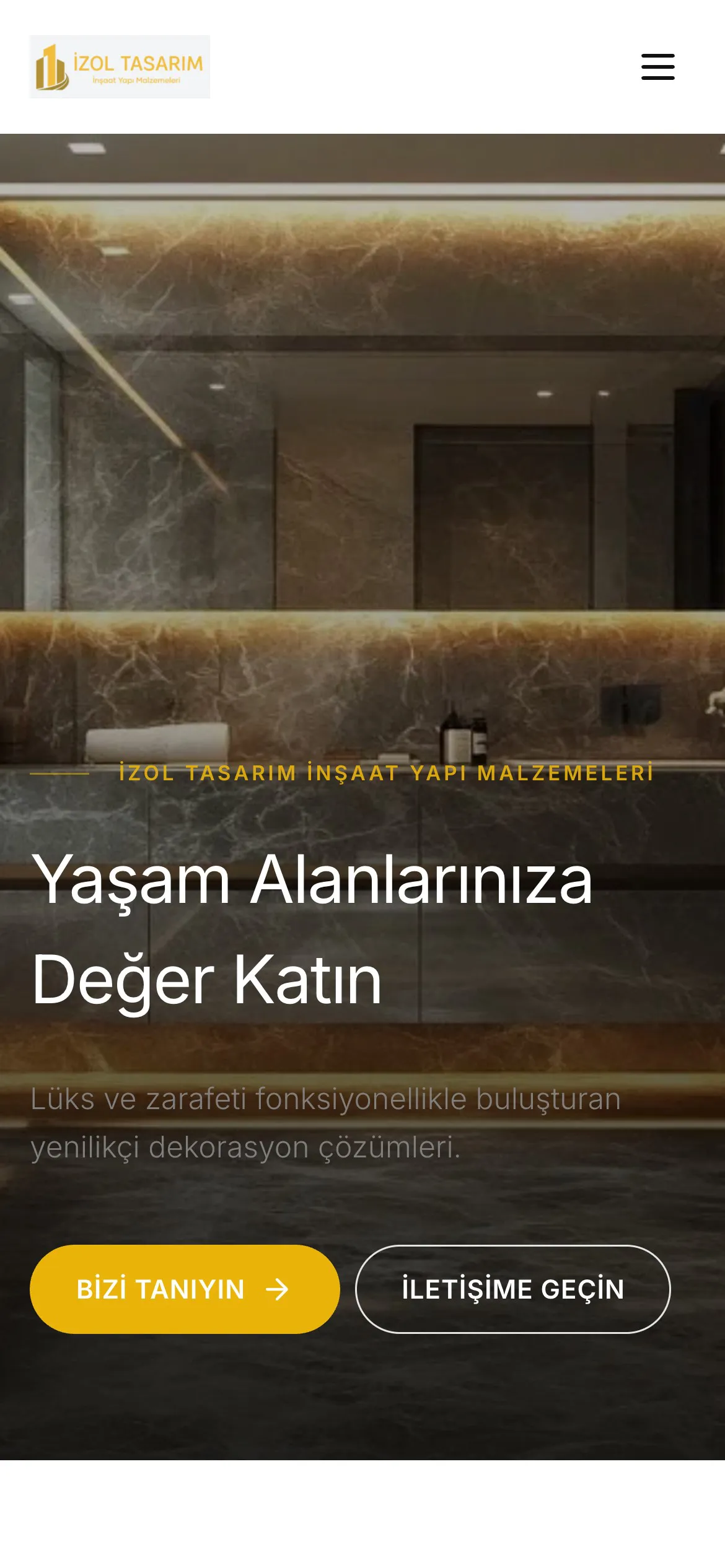 İzol Tasarım mobil uygulama ekranı