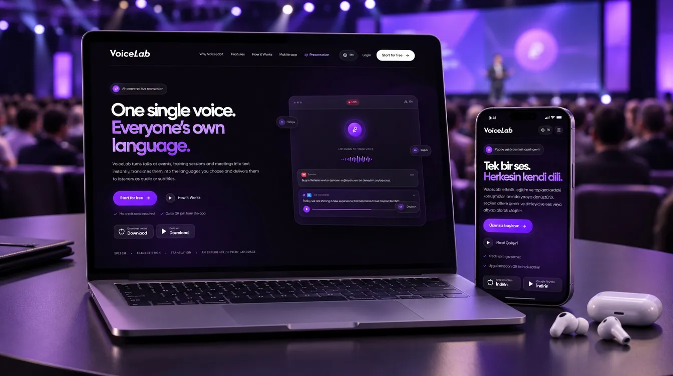 VoiceLab project cover: the product on device screens