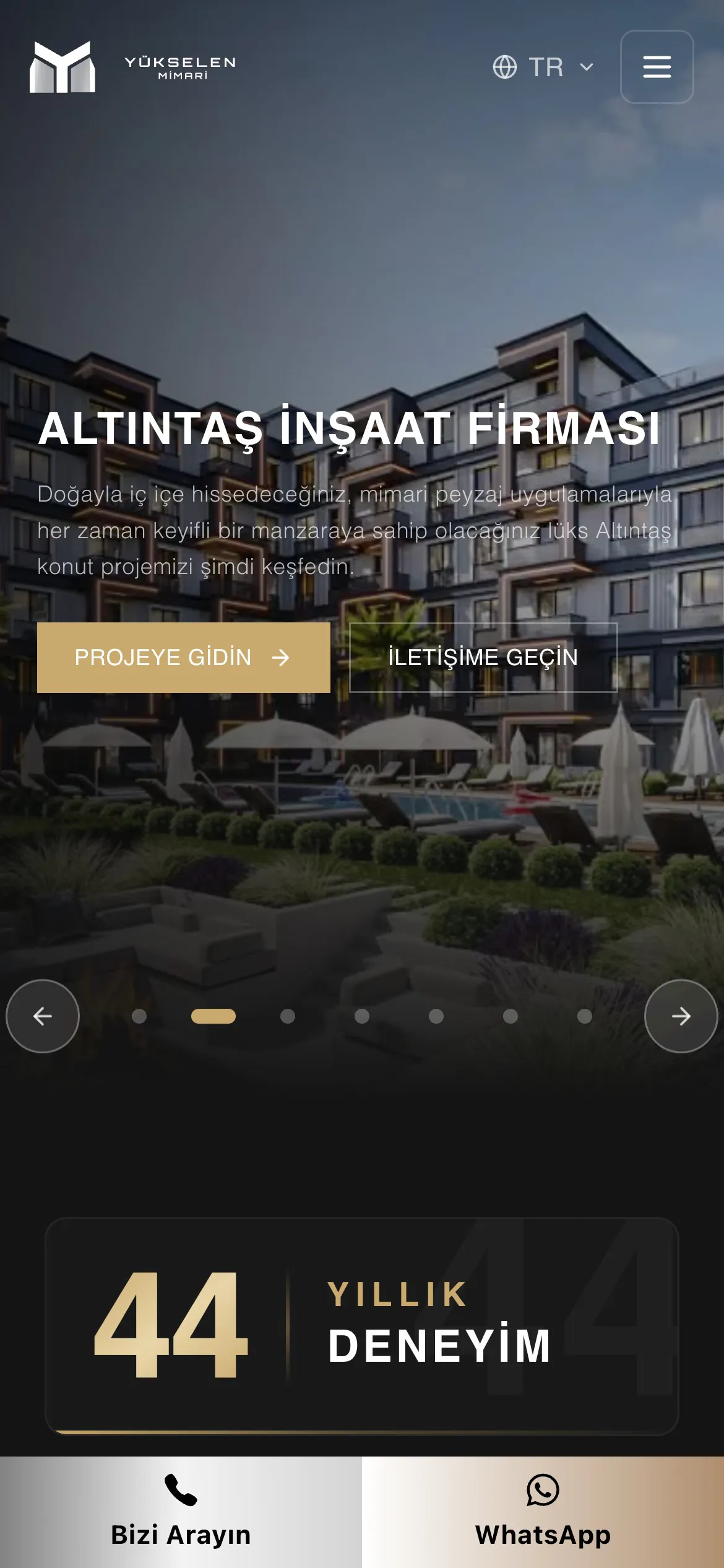 Yükselen Mimari mobil uygulama ekranı